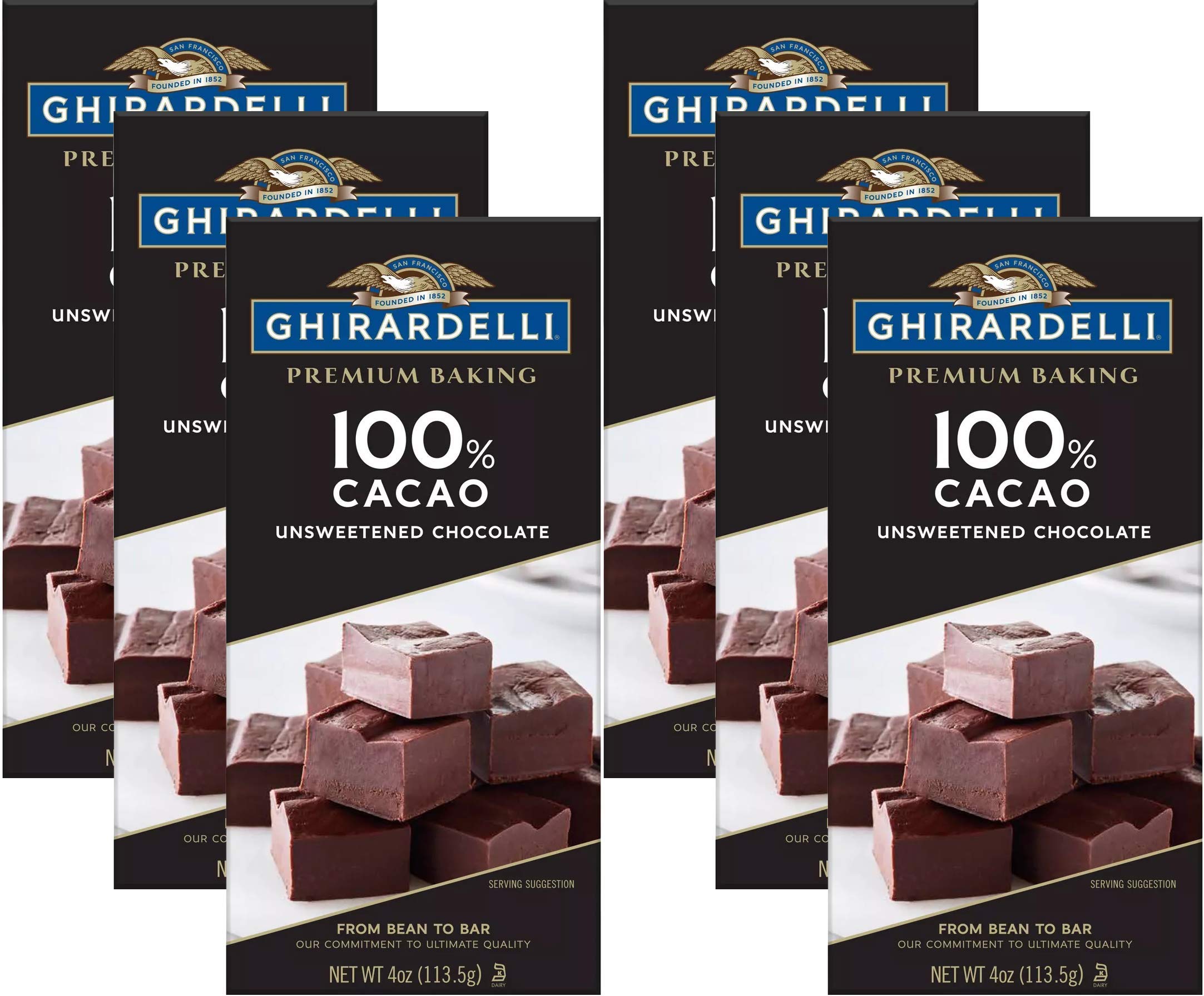 Product image of Ghirardelli Chocolate Baking Bar 100% Cacao Unsweetened Chocolate 4-oz Bars Pack of 6